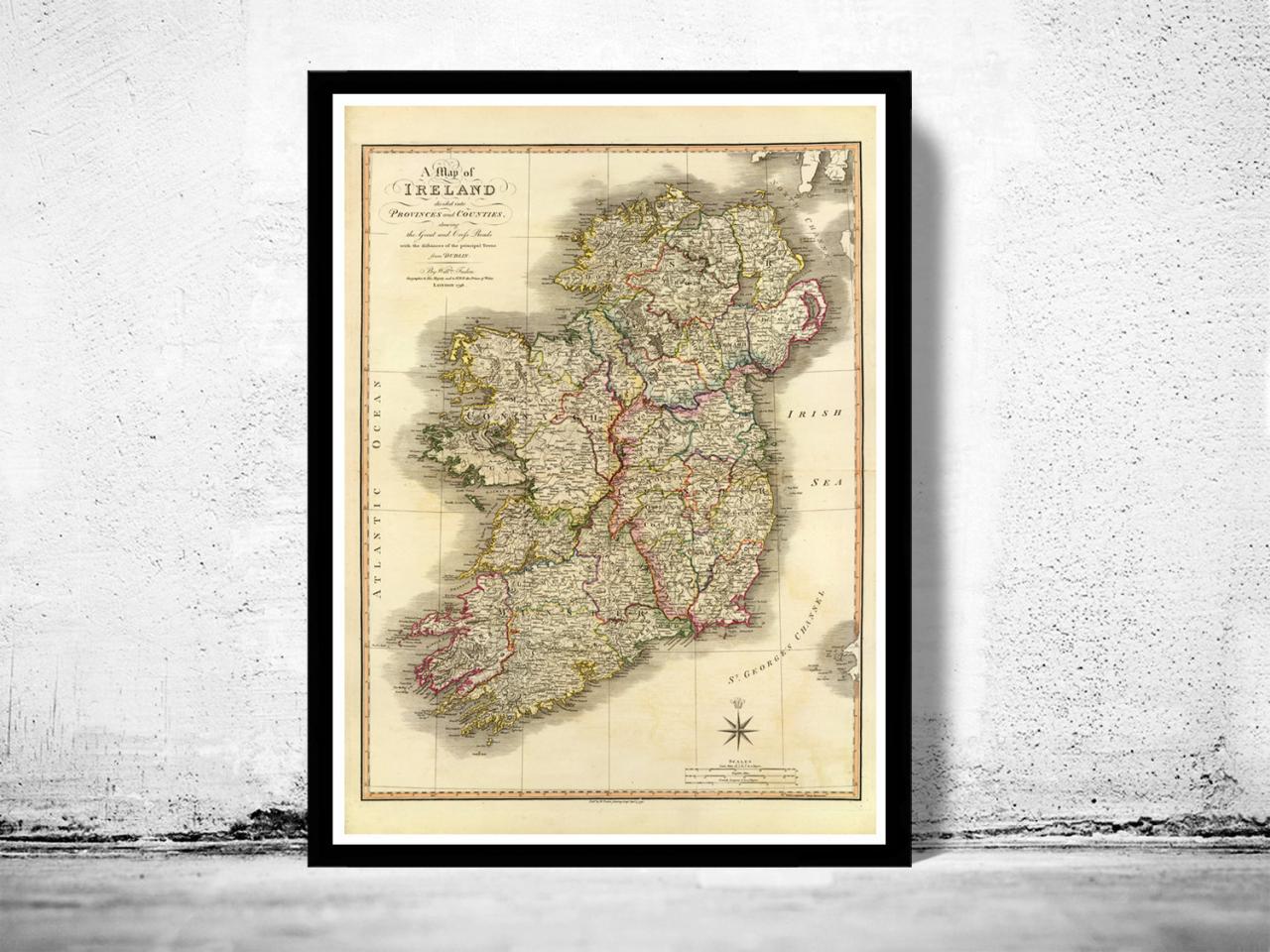 Old Map Of Ireland 1798