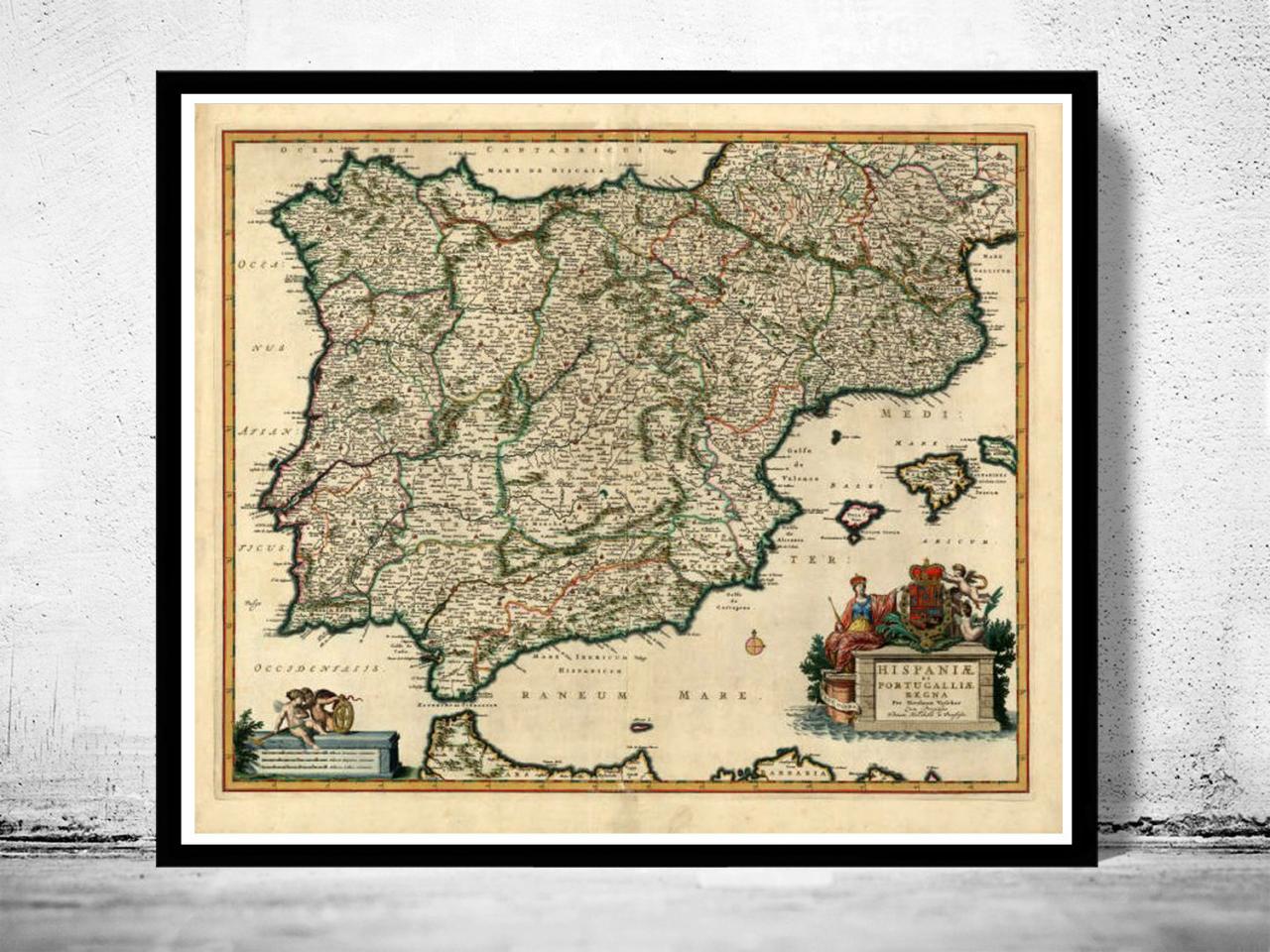 Old Map Of Spain 1640