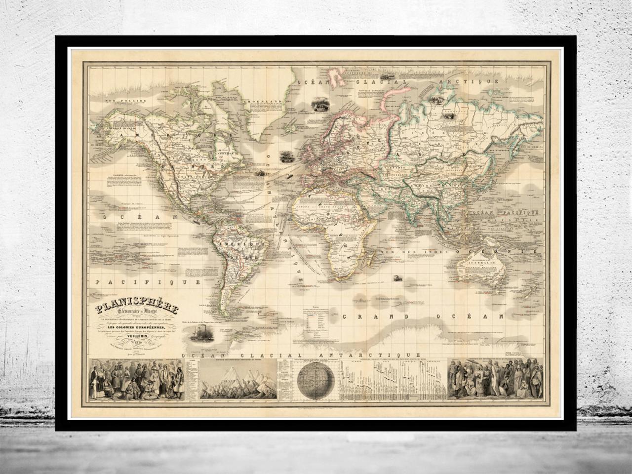 Beautiful World Map 1853 Map Of The World Mercator Projection