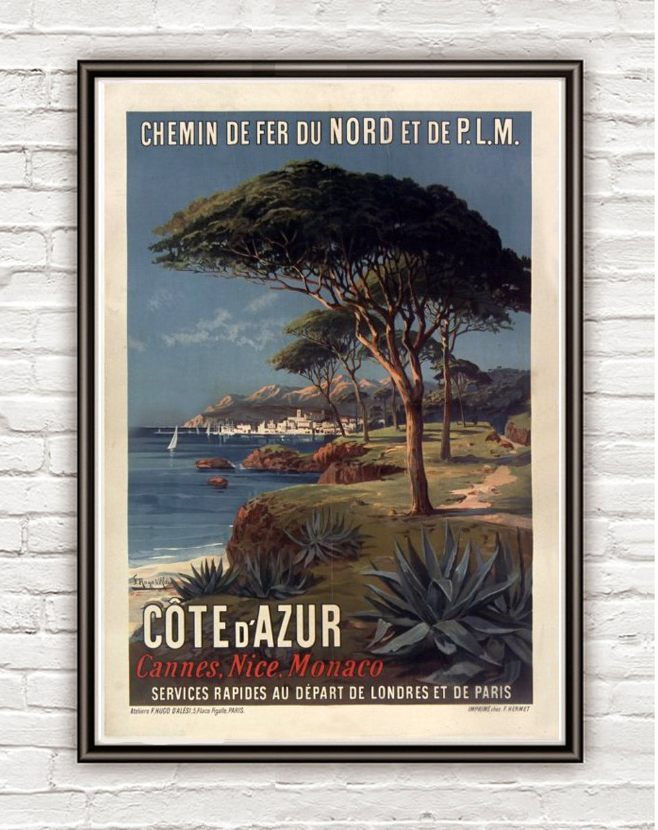 Vintage Poster Of Cote D Azur 1895 Tourism Poster Travel