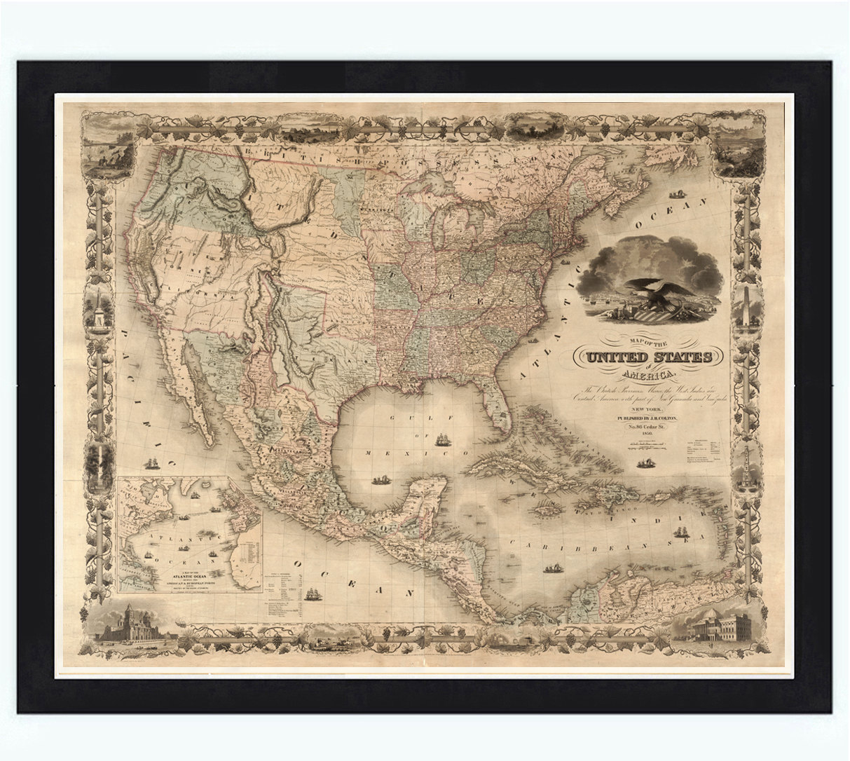 Old Map Of United States 1850