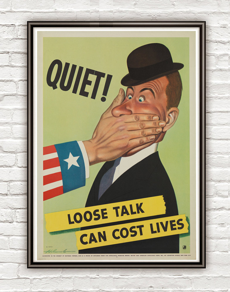 Vintage War Poster Loose Talk Can Cost Lives (3) 1942