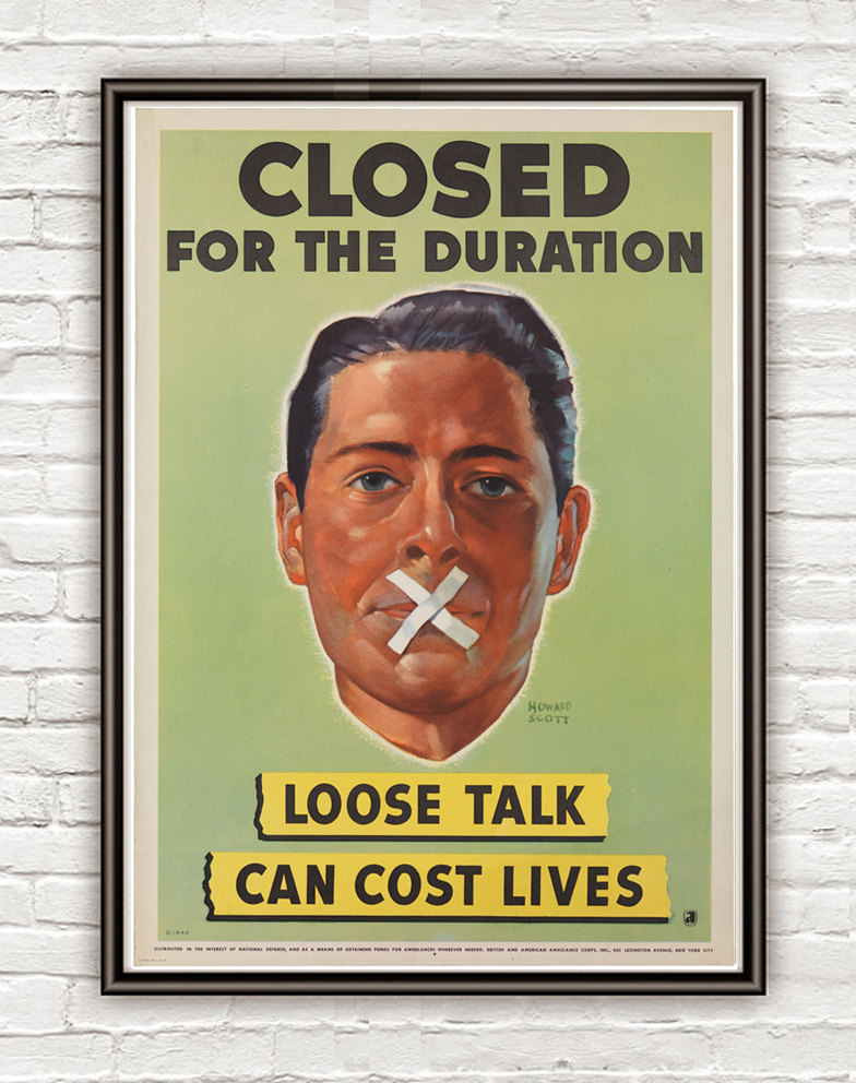 Vintage War Poster Loose Talk Can Cost Lives (5) 1942
