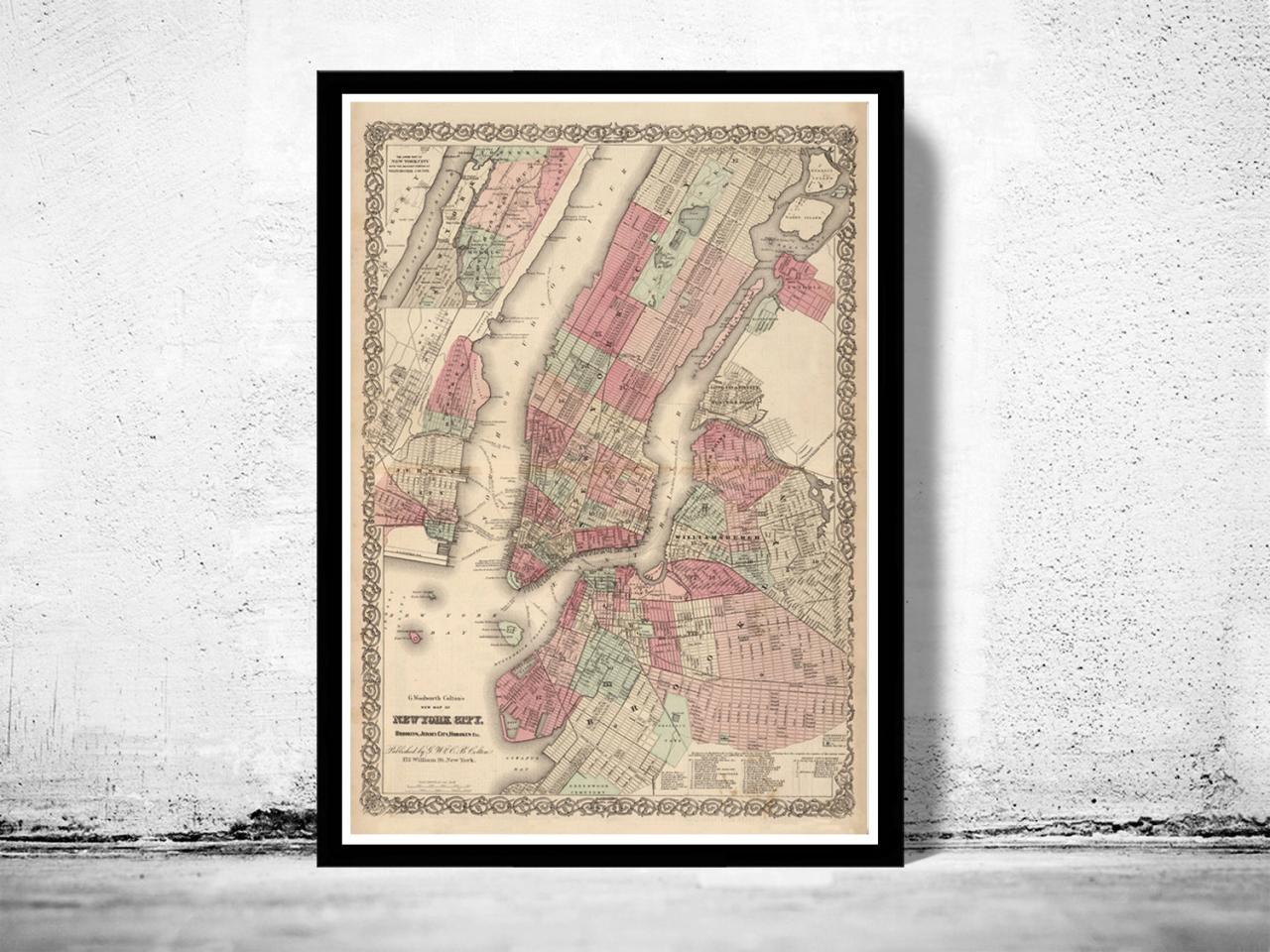 Old York Map 1866 Manhattan