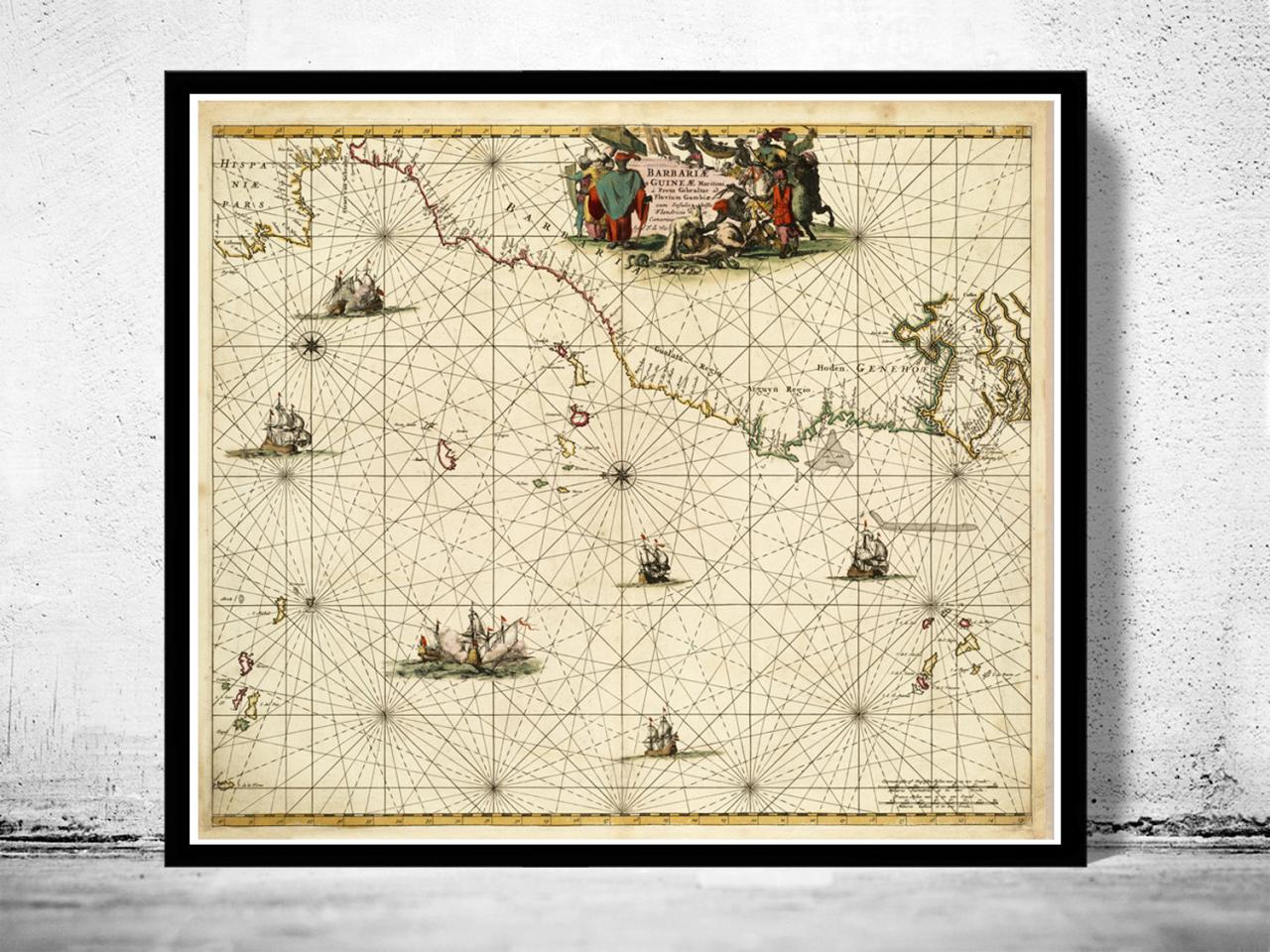 Old Map Canary Islands Cape Verde Madeira Islands 1675