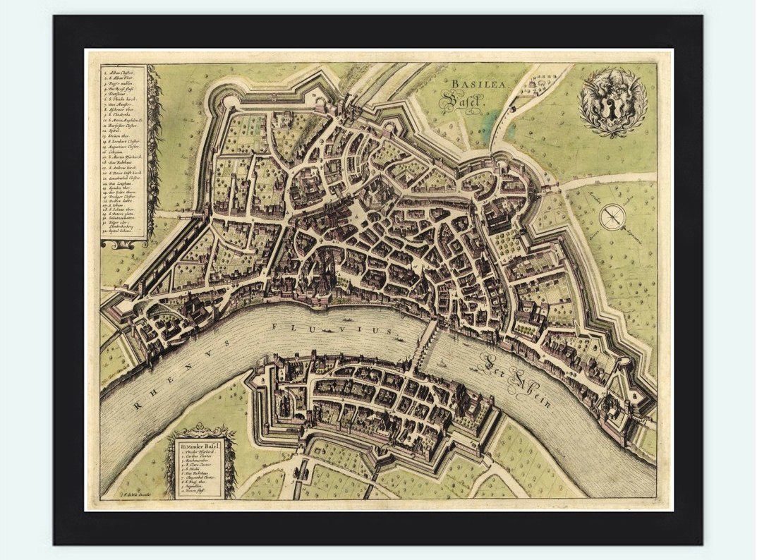 Old Map Of Basel Basilea, Switzerland Suisse 1600