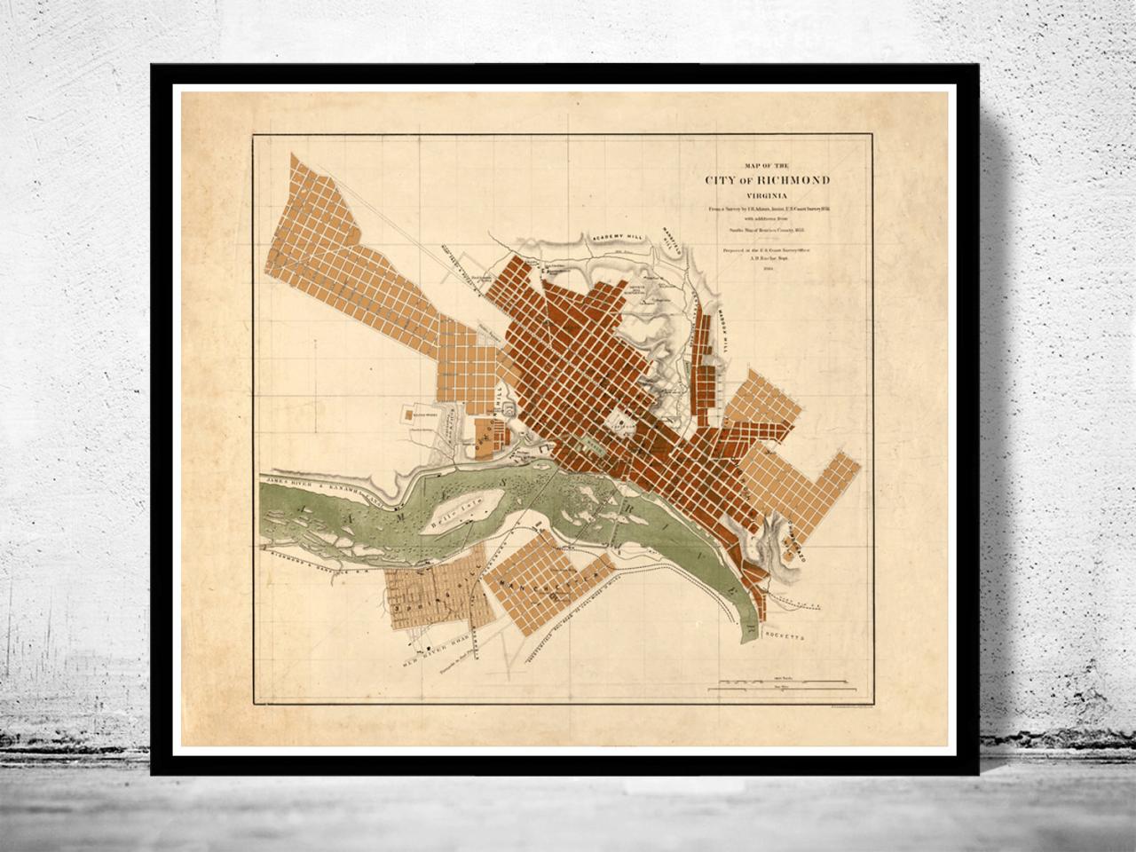 Old Map Of Richmond Virginia 1853