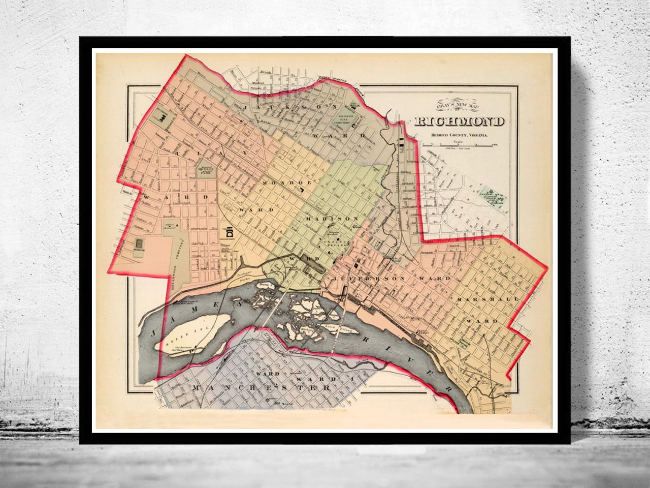 Old Map of Richmond Virginia 1884