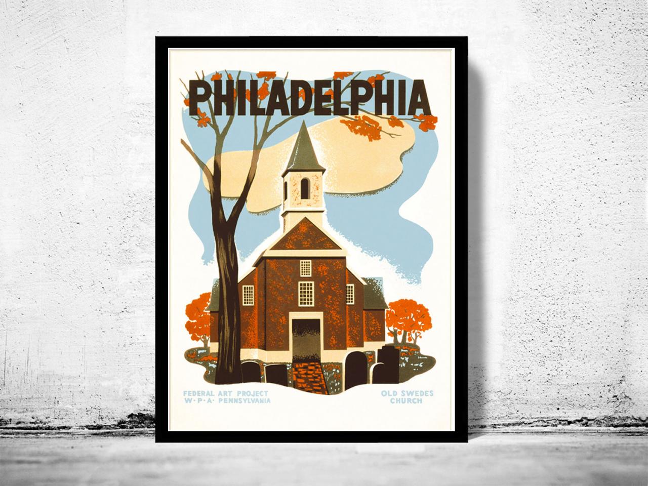 Vintage Poster Of Philadelphia 1941 Tourism Poster Travel