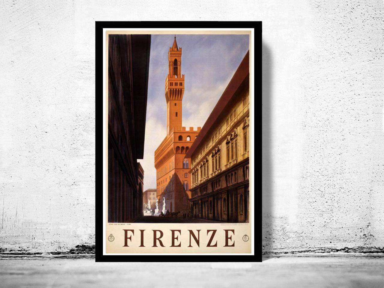 Vintage Poster Of Florence Firenze Italy Italia 1938 Tourism Poster Travel