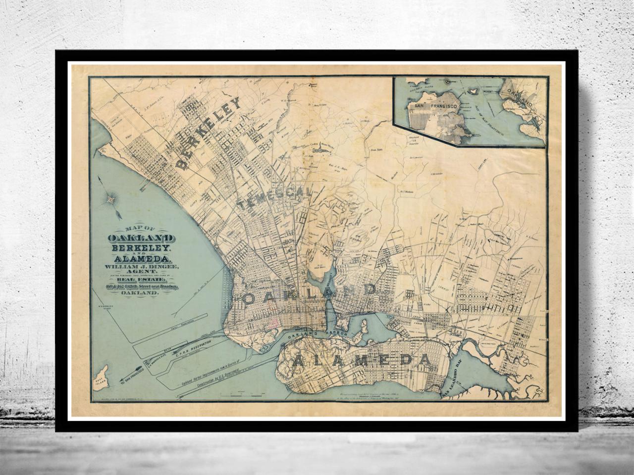 Old Map Oakland California 1884