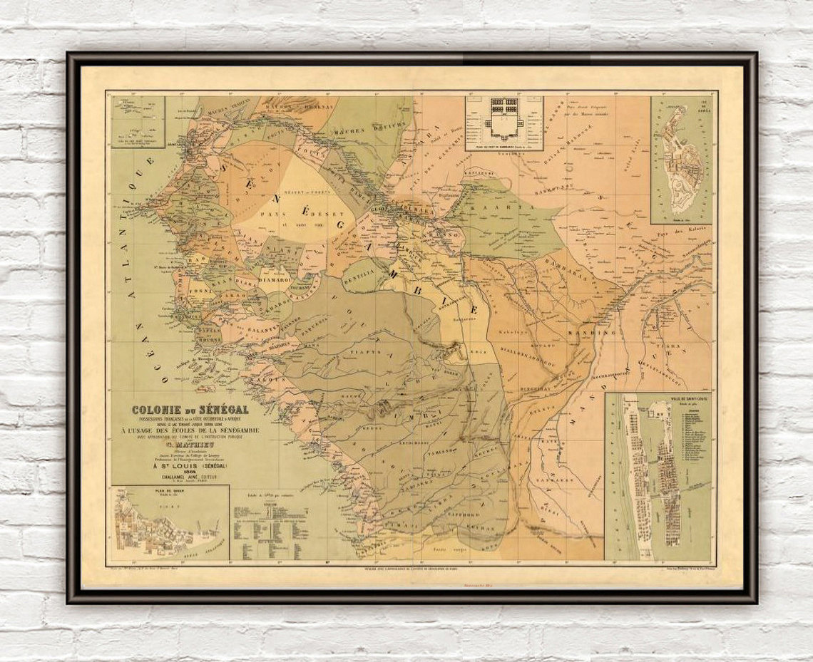 Old Map Of Senegal 1884 Vintage Map