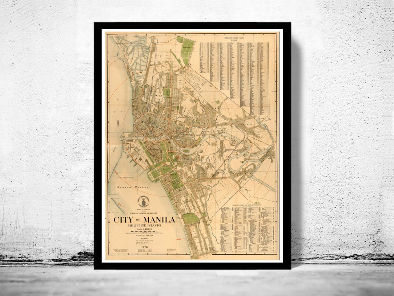 Old Map Of Manila, Philippines 1920