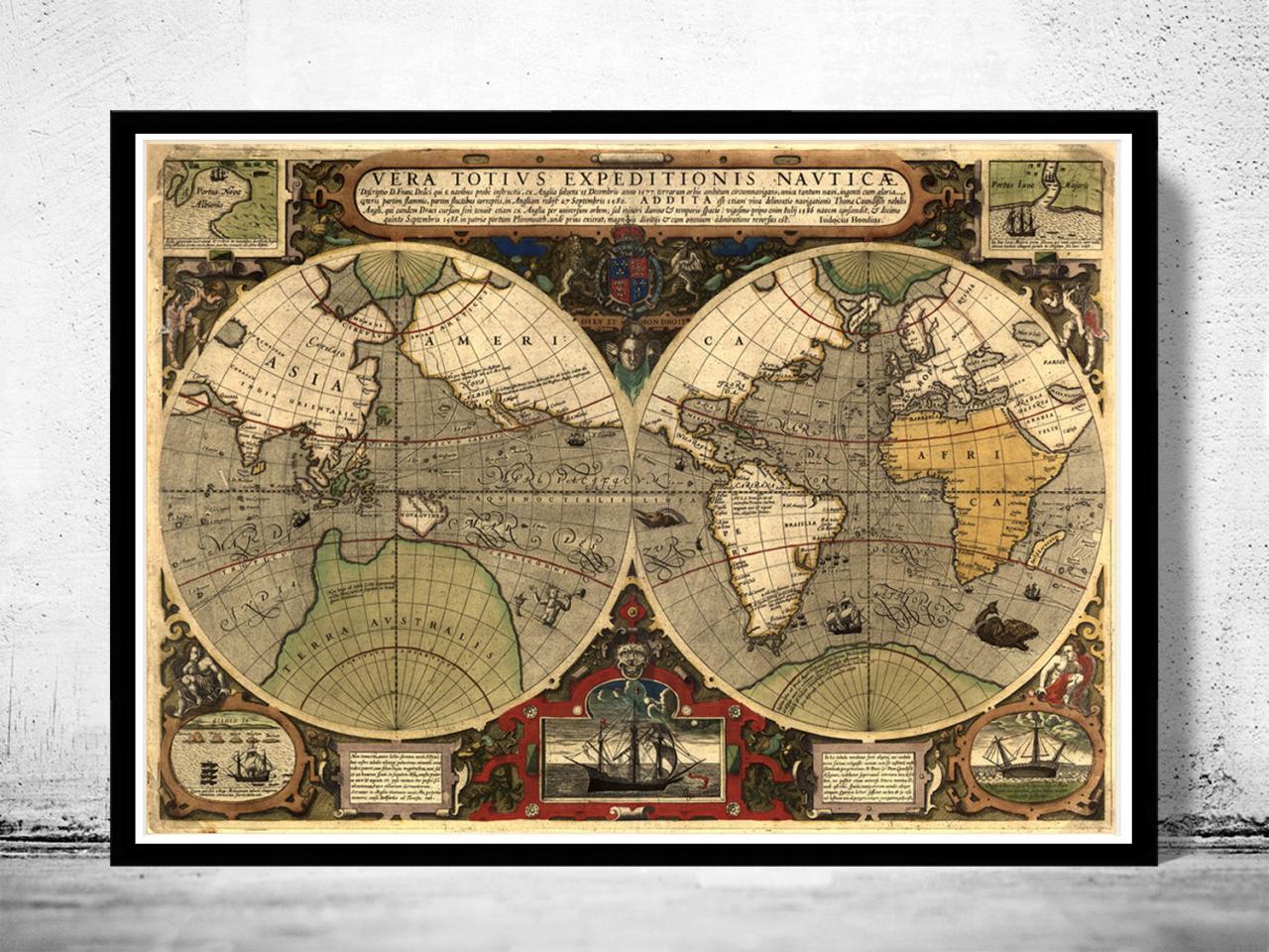 Old World Map Antique 1595