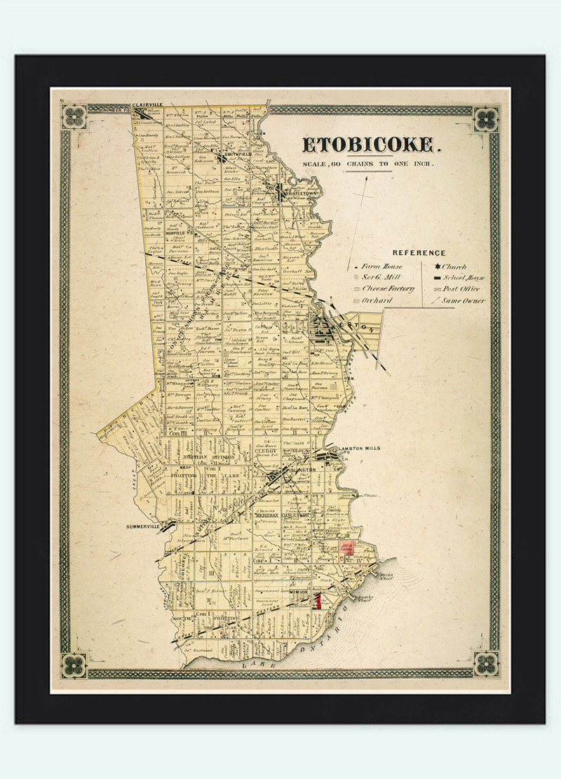 Old Map Of Etobiocoke Toronto Canada 1897