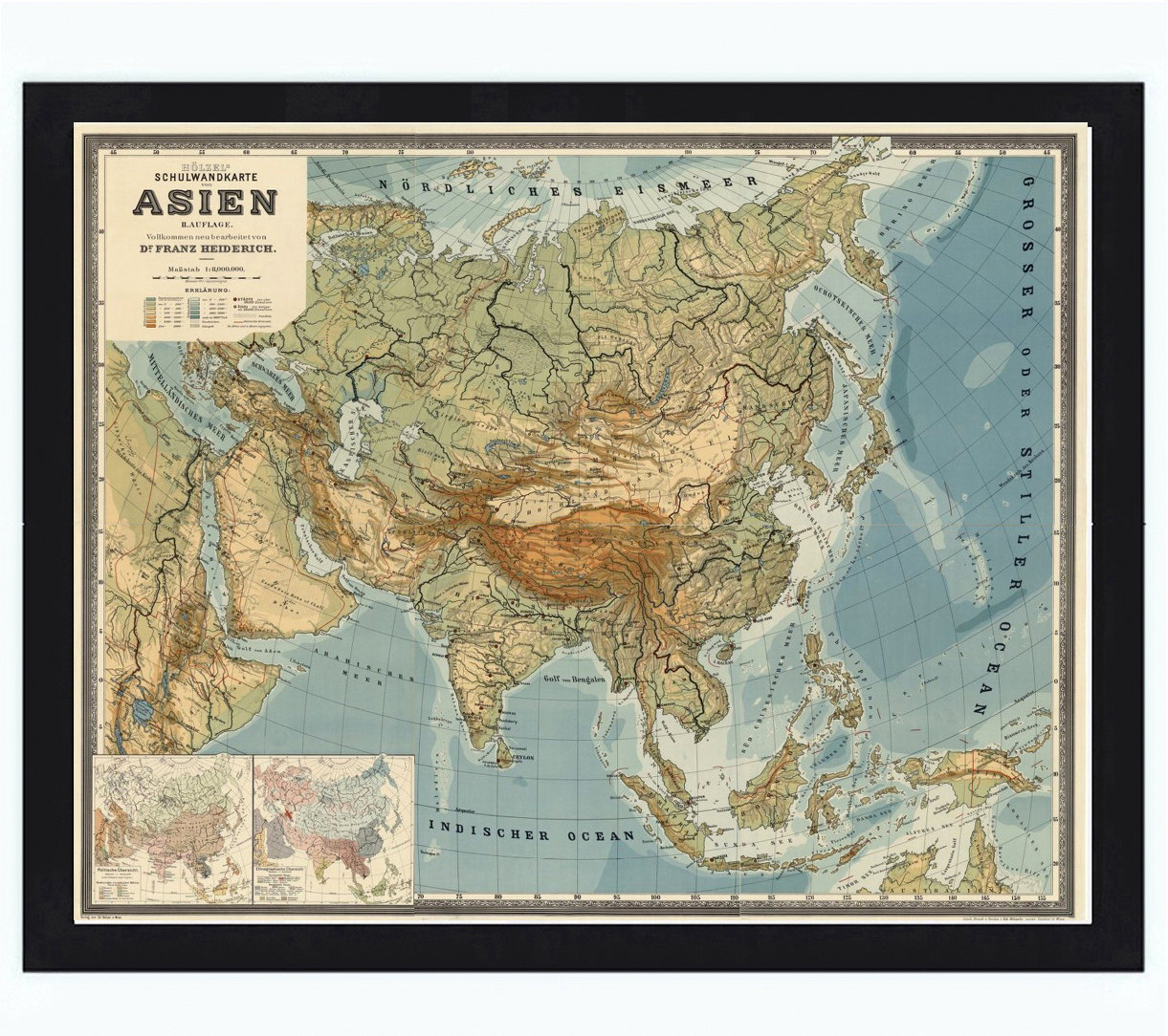 Old Map Of Asia 1901, India, China & South East Asia