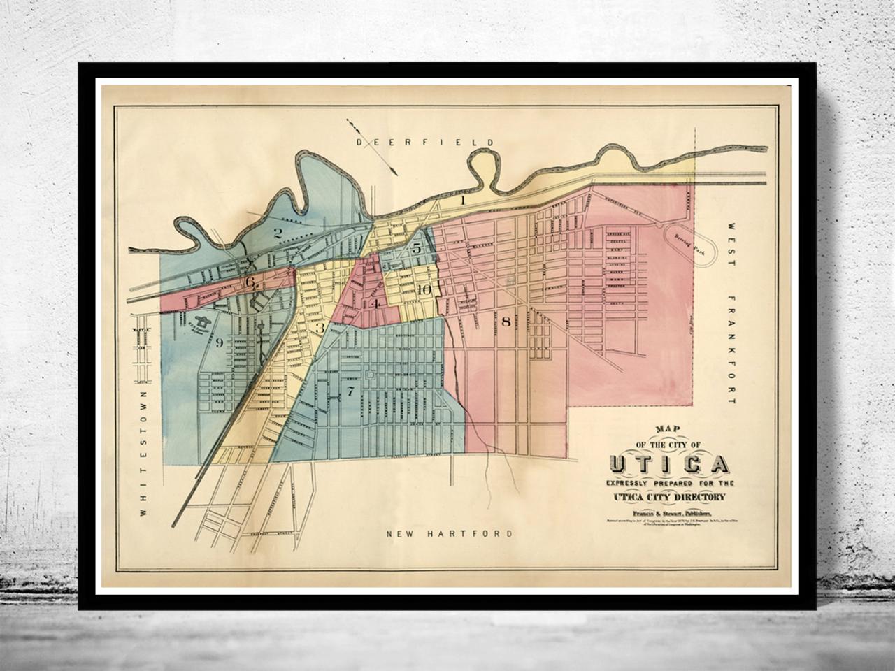 Old Map Of Utica York 1876