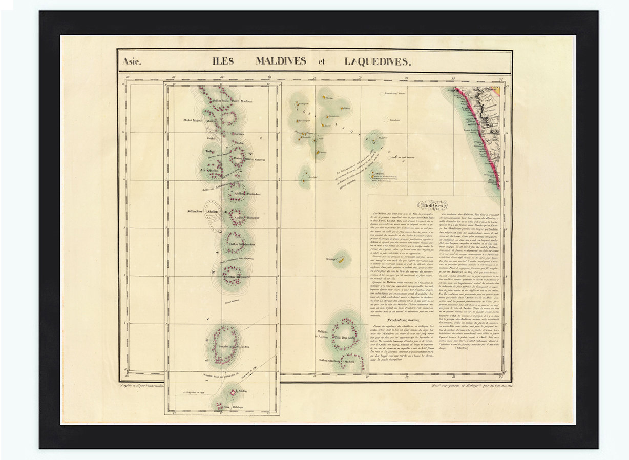 Old Map Of Maldives Islands 1827
