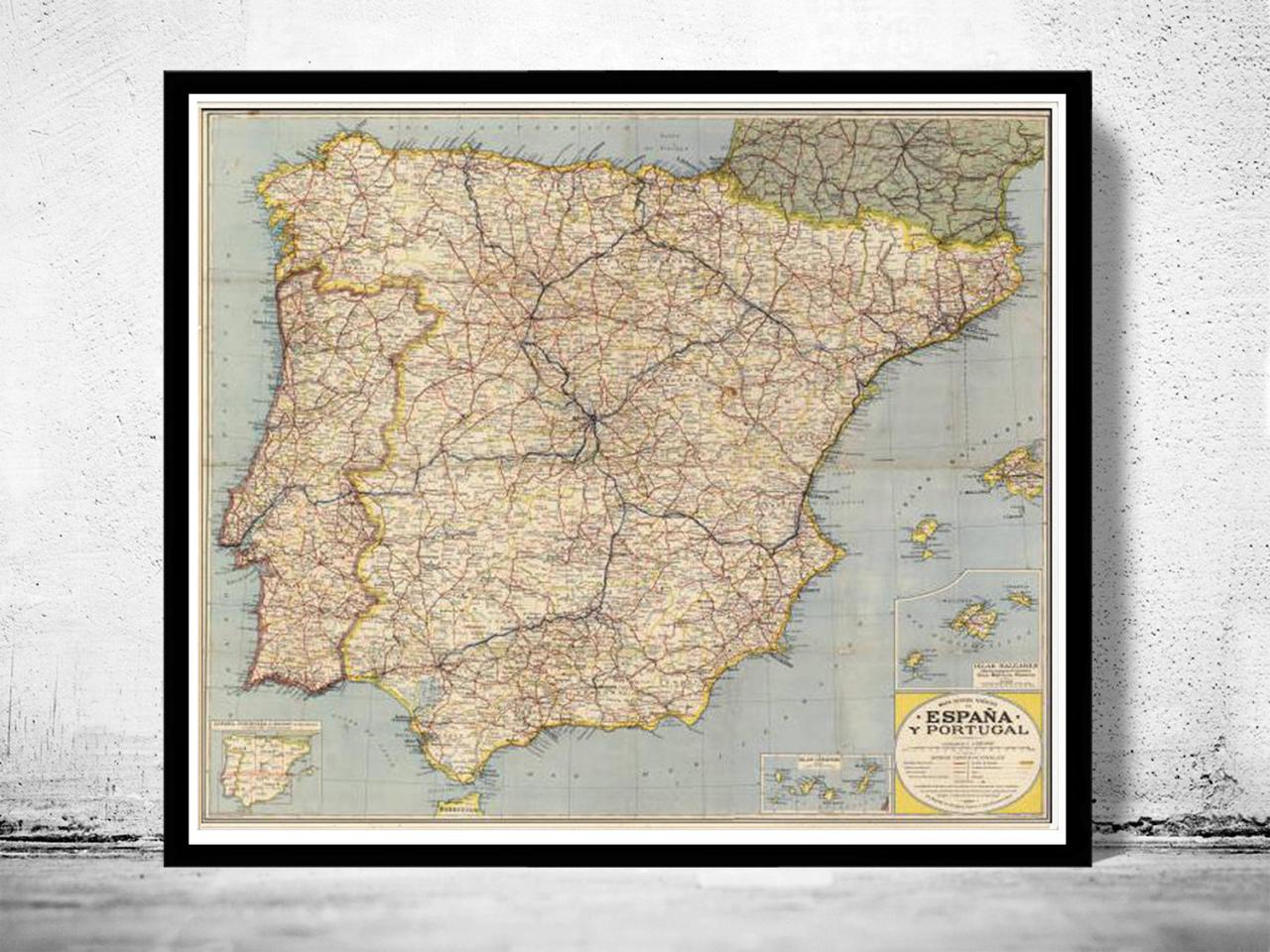 Old Map Of Spain 1850