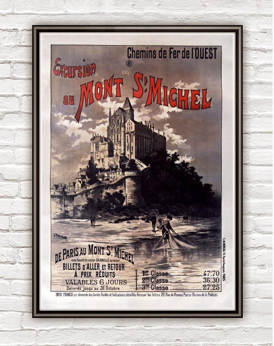 Vintage Poster Of Mont St Michel France 1895