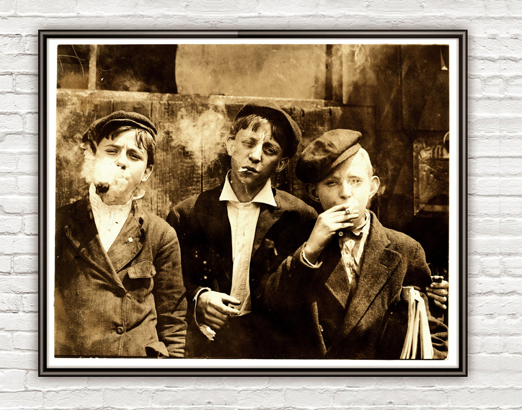 Lewis Hine Newsies Smoking At Skeeter's Branch, St. Louis, 1910