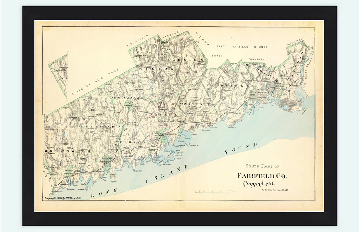 Old Map Of Fairfield South Part 1893, Connecticut