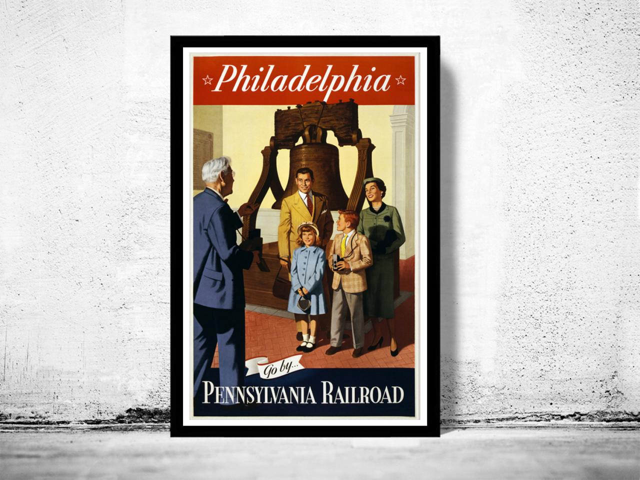 Vintage Poster Of Philadelphia Pennsylvania 1955 Tourism Poster Travel