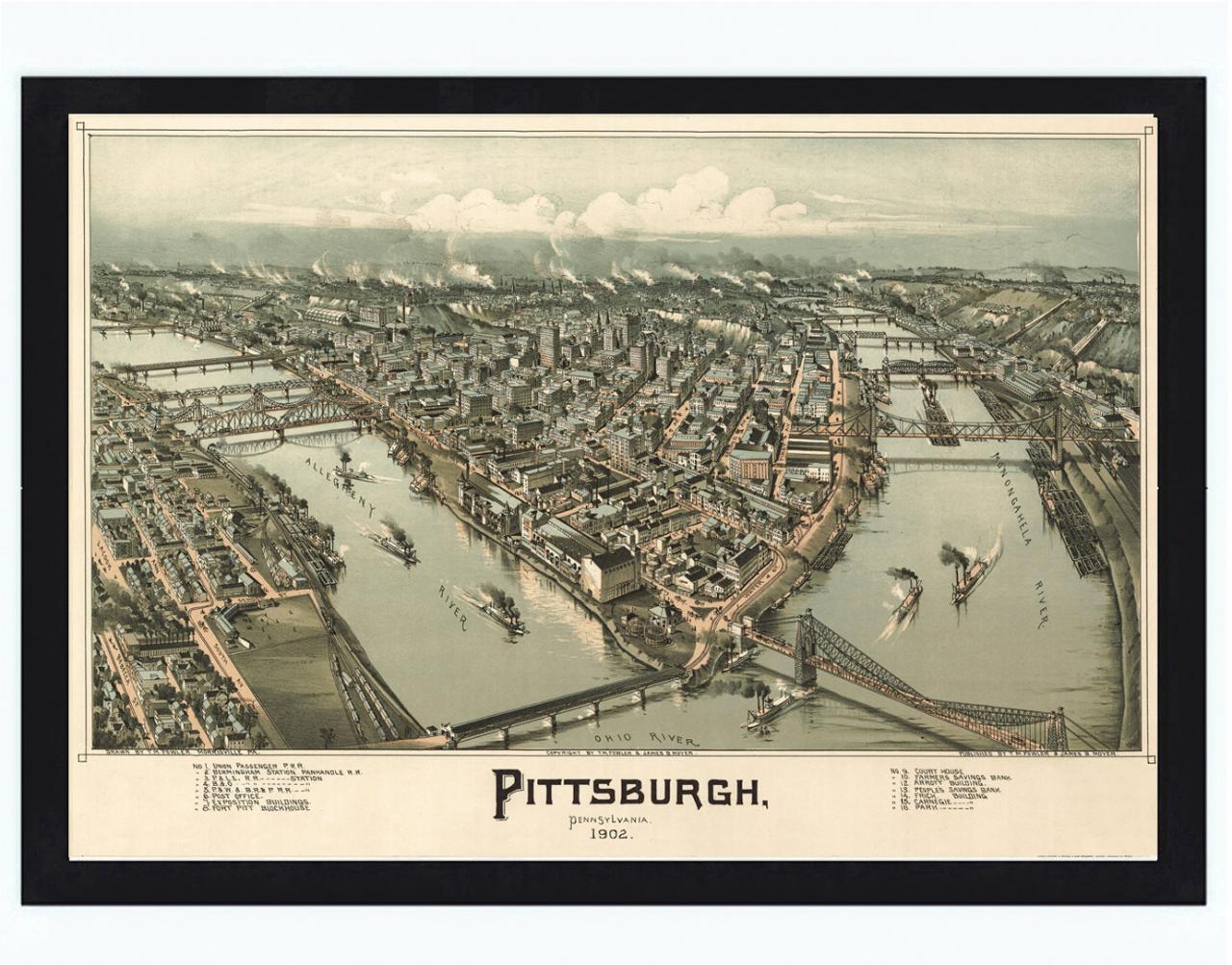 Panoramic View Of Pittsburgh Pennsylvania 1902