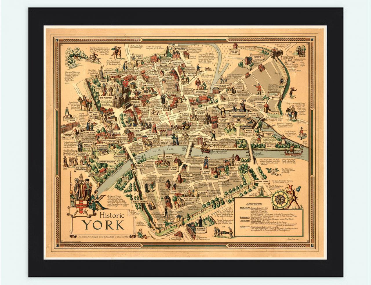 Old Map Of York City History Map United Kingdom