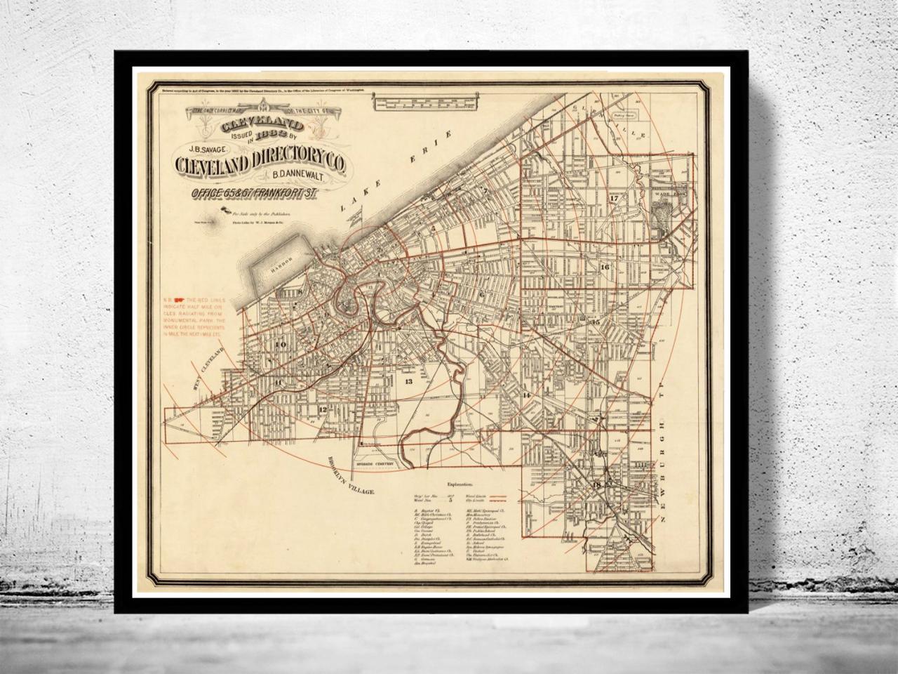 Old Map of Cleveland and suburbs 1882