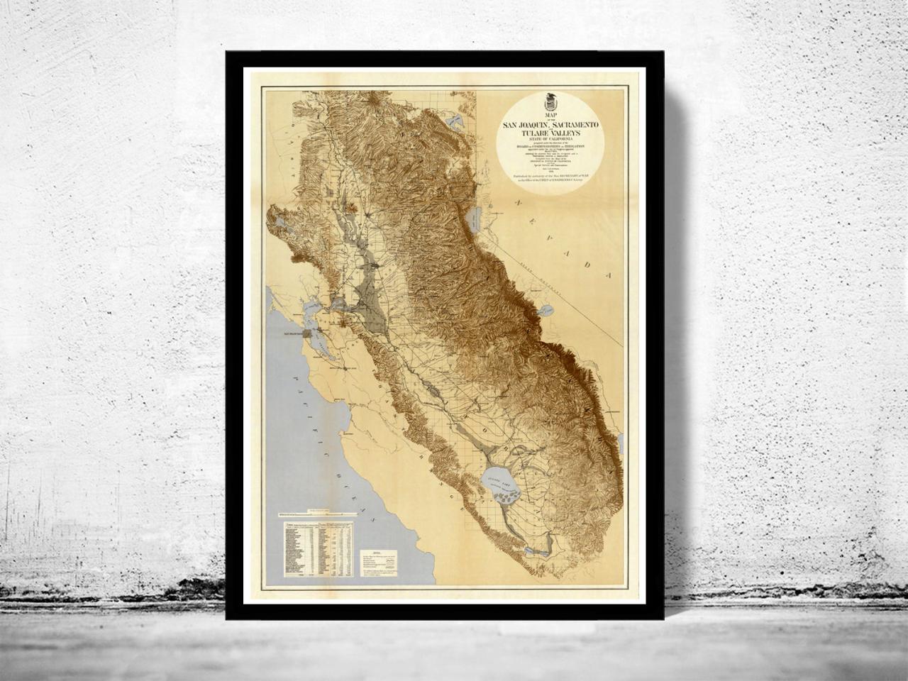 Vintage Map Of California 1873