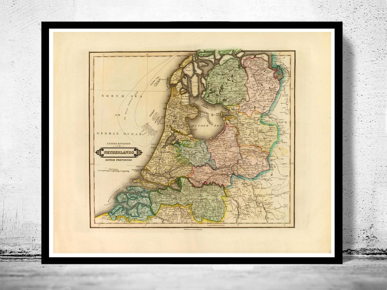Vintage Map Of The Netherlands Hollandia Holland 1831