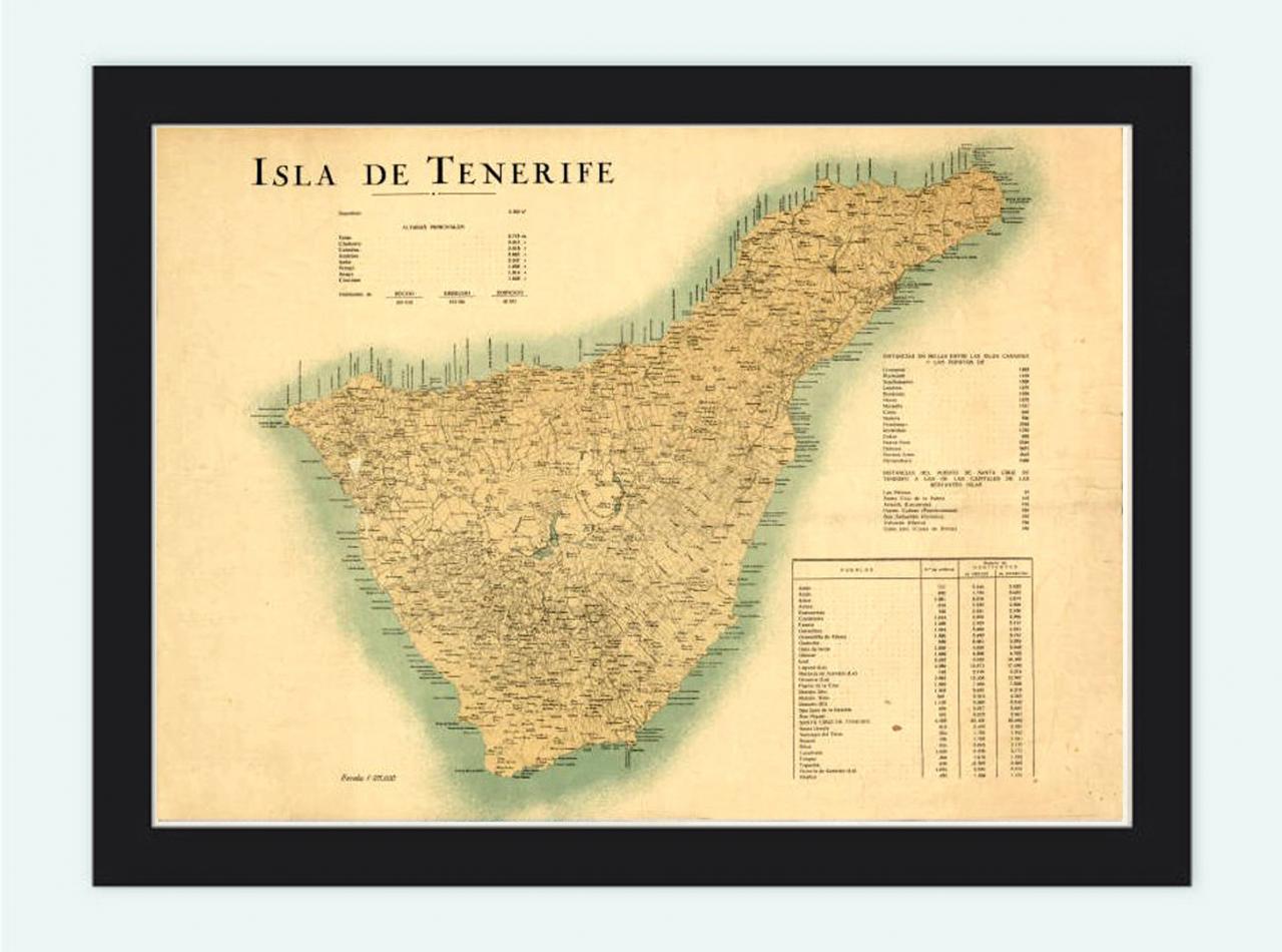 Old Map Of Tenerife Canary Islands 1910 Spanish Map