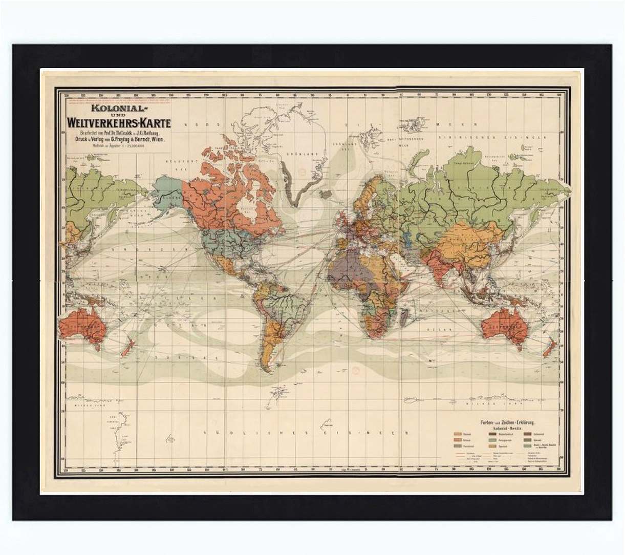 Old World Map Atlas Vintage World Map 1864 Colonial Chart Mercator Projection