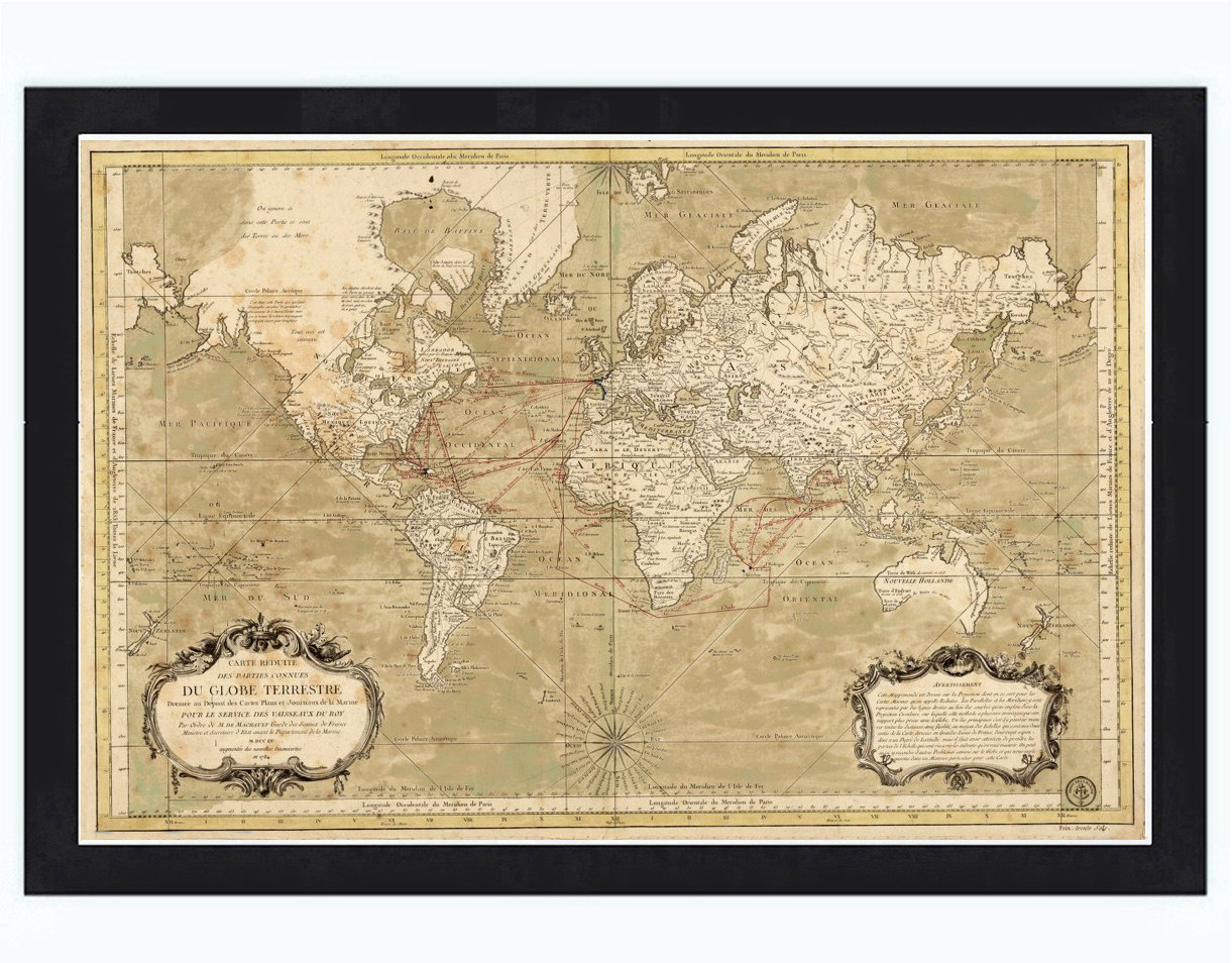Old World Map 1784 Discoveries