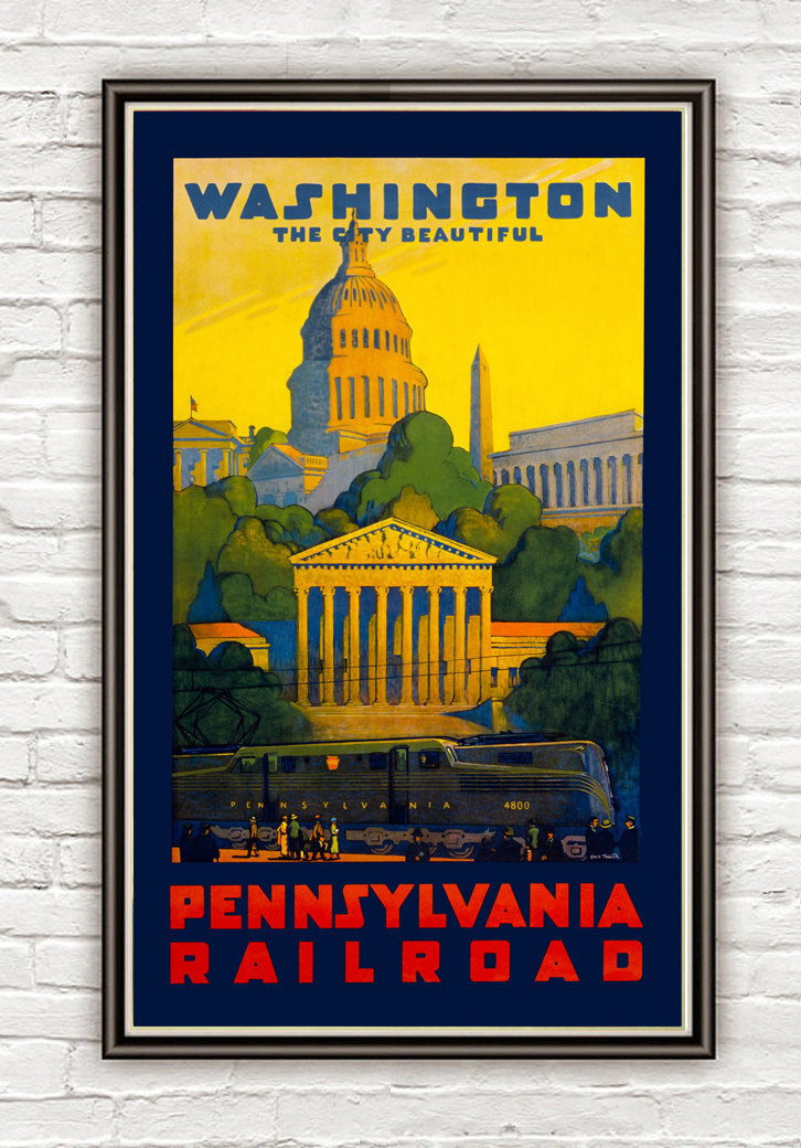 Vintage Poster Of Washington Pennsylvania Railroad 1930 Tourism Poster Travel