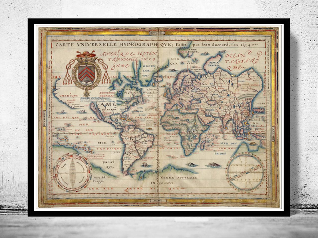 Old Map Of The World 1730 Antique Map