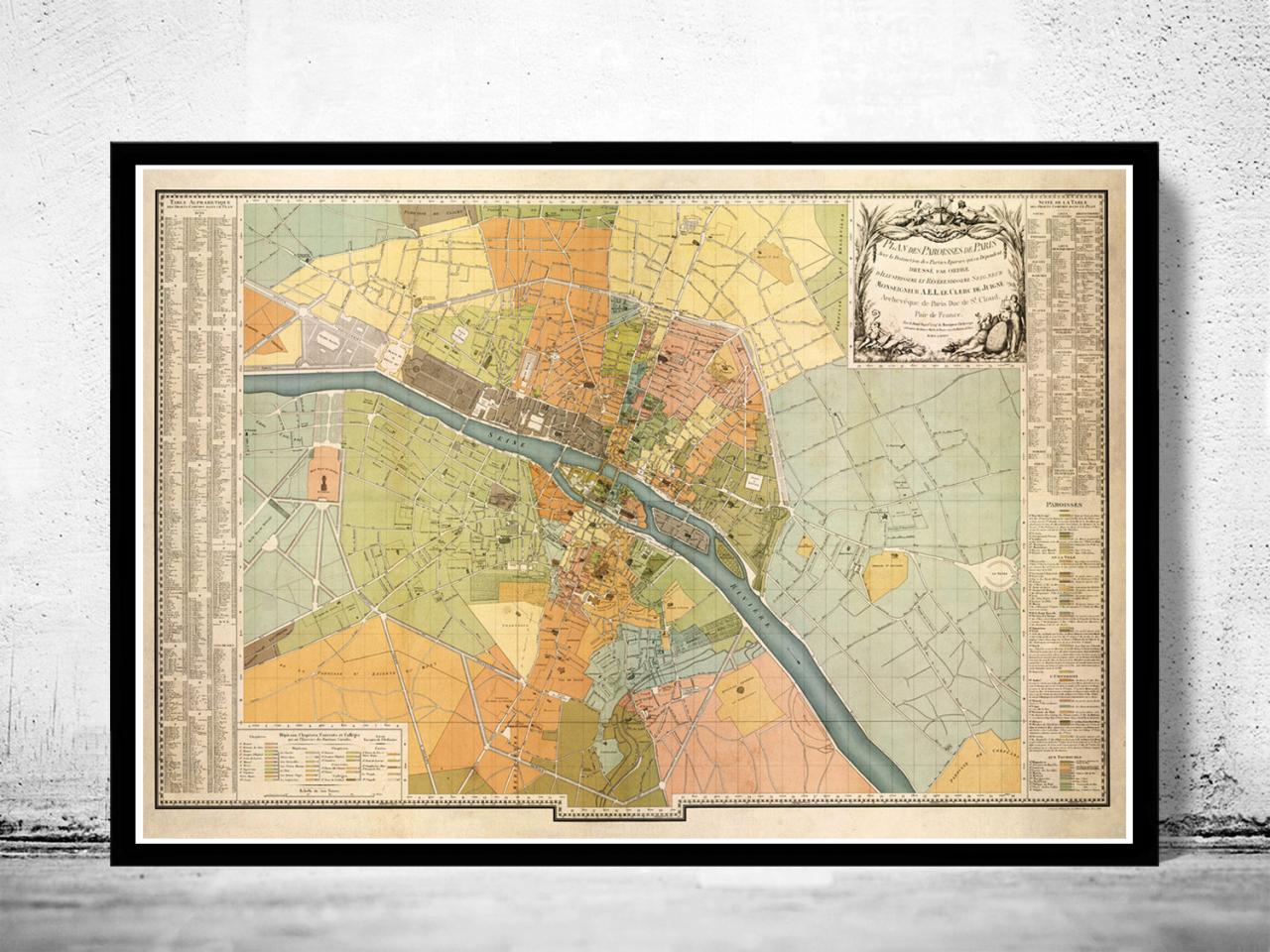 Old Map Of Paris (very Large Map) France 1904