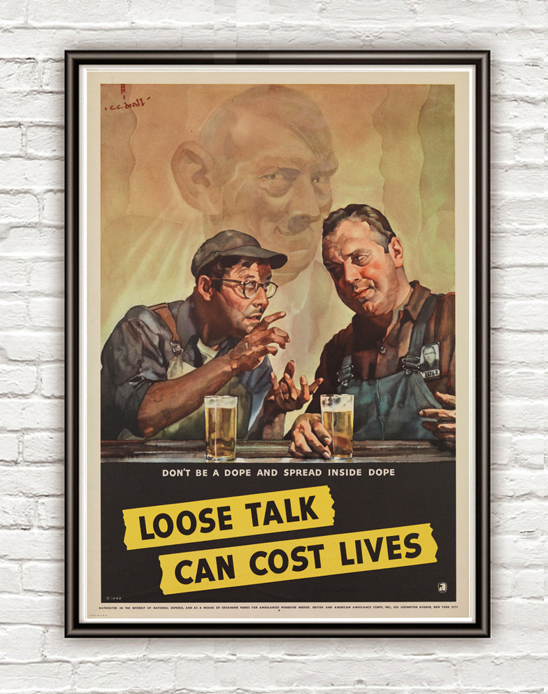 Vintage War Poster loose talk can cost lives (2) 1942