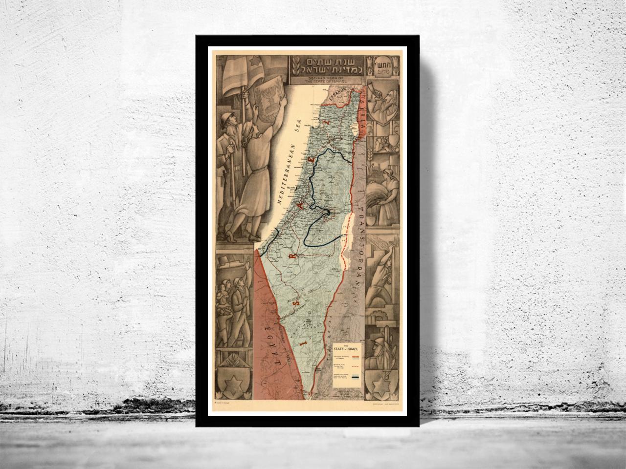 Old Map of Israel , Middle East, Religious