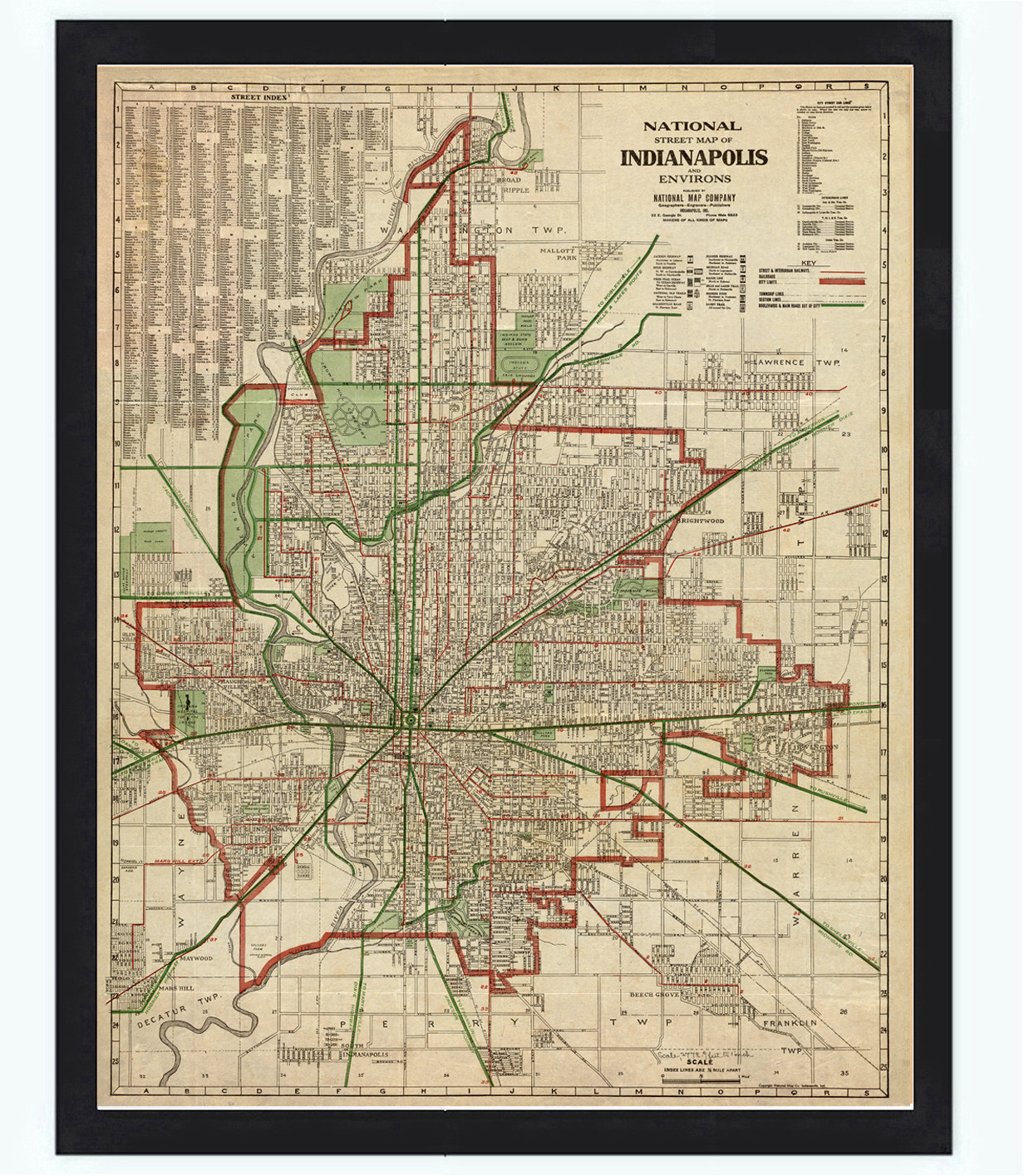 Old Map of Indianapolis 1921