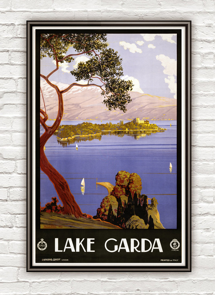Vintage Poster Of Lake Garda Italy Italia 1924 Tourism Poster Travel