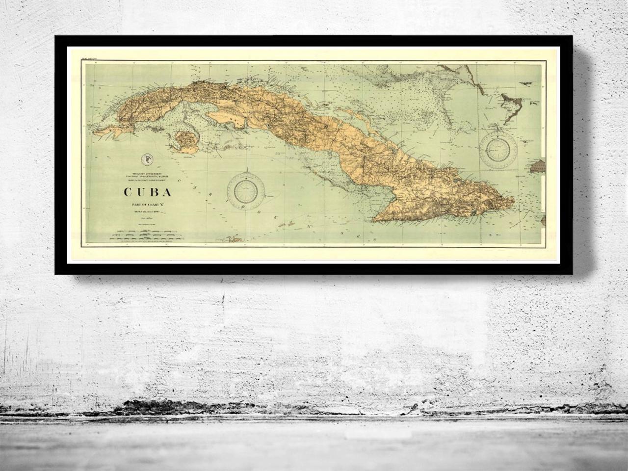 Old Map Of Cuba 1898 Vintage Map
