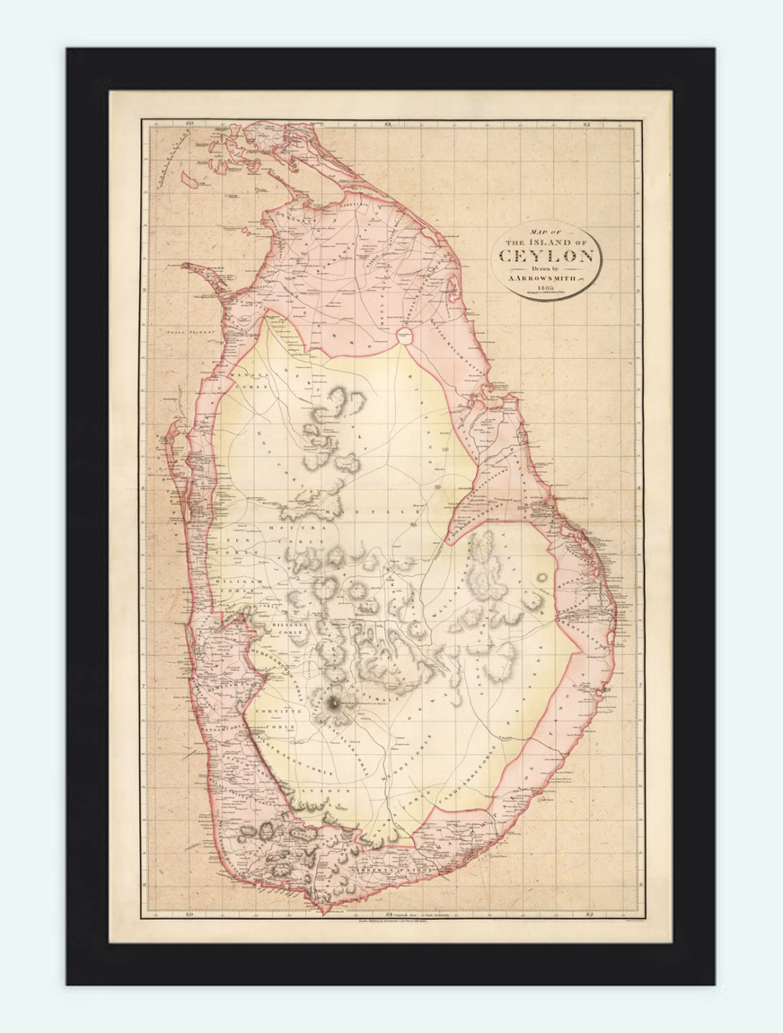 Old Map Of Sri Lanka, Old Ceylon 1805