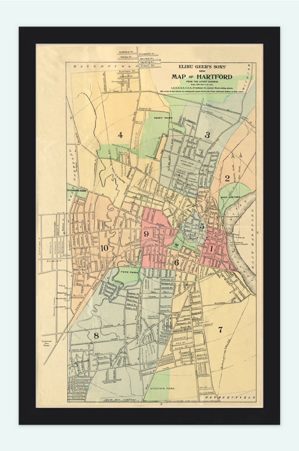 Old Map Of Hartford 1903, Connecticut