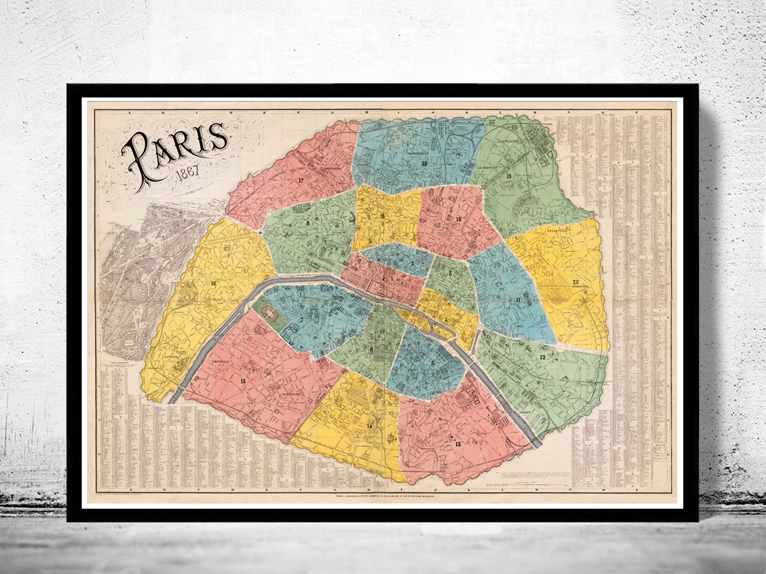 Old Map Of Paris 1867 France Vintage Paris Plan on Luulla
