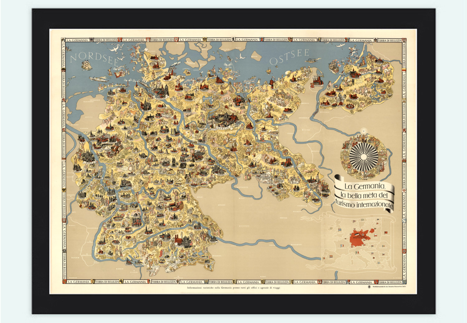 Vintage Map Of Germany Tourism Map on Luulla
